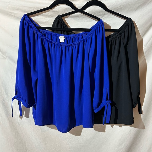 J. Crew Factory Tops - 2 pack of off-the-shoulder top with tie sleeve detail